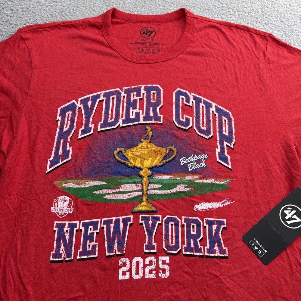 Bethpage Black Ryder Cup 2025 '47 Brand Mens XXL S/S T Shirt Golf Red